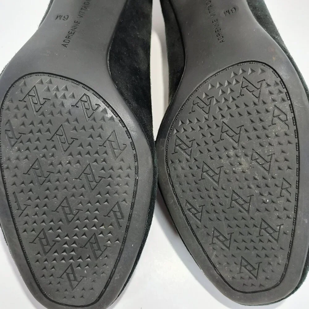Adrienne Vittadini Women's Size 6M Black Suede‎ Penny Loafer Block Heels